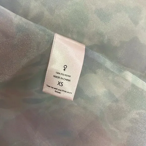 SELKIE French Puff Tulle Organza Floral Midi Dress in Watercolor Size XS - Picture 9 of 9